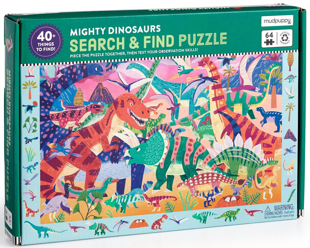 Mudpuppy: Mighty Dinosaurs - 64 Piece search and find Puzzle
