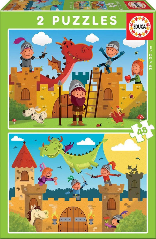Educa: Dragons and Knighst - Puzzles (2x48pc Jigsaws)