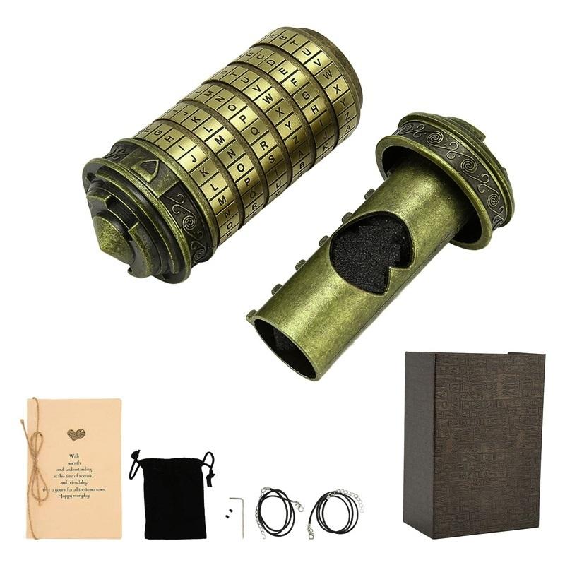 Mini Cryptex Lock Puzzle Box - Brass