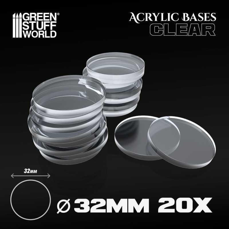 GSW: Acrylic Bases - Clear Round (20pcs, 32mm)