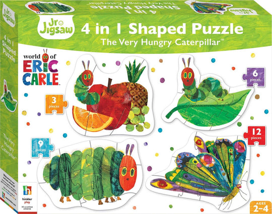 The Very Hungry Caterpillar - Shaped 4-in-1 Puzzles (3pc,6pc,9pc,12pc Jigsaws)