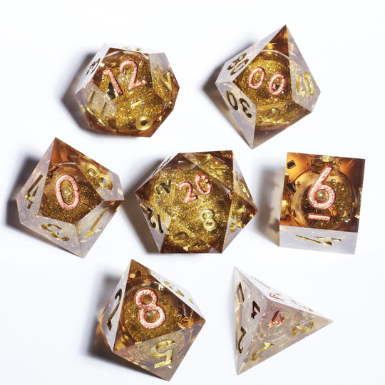 Dudley's Gallery - Midas Touch Sharp Edge Liquid Core Resin Dice Set