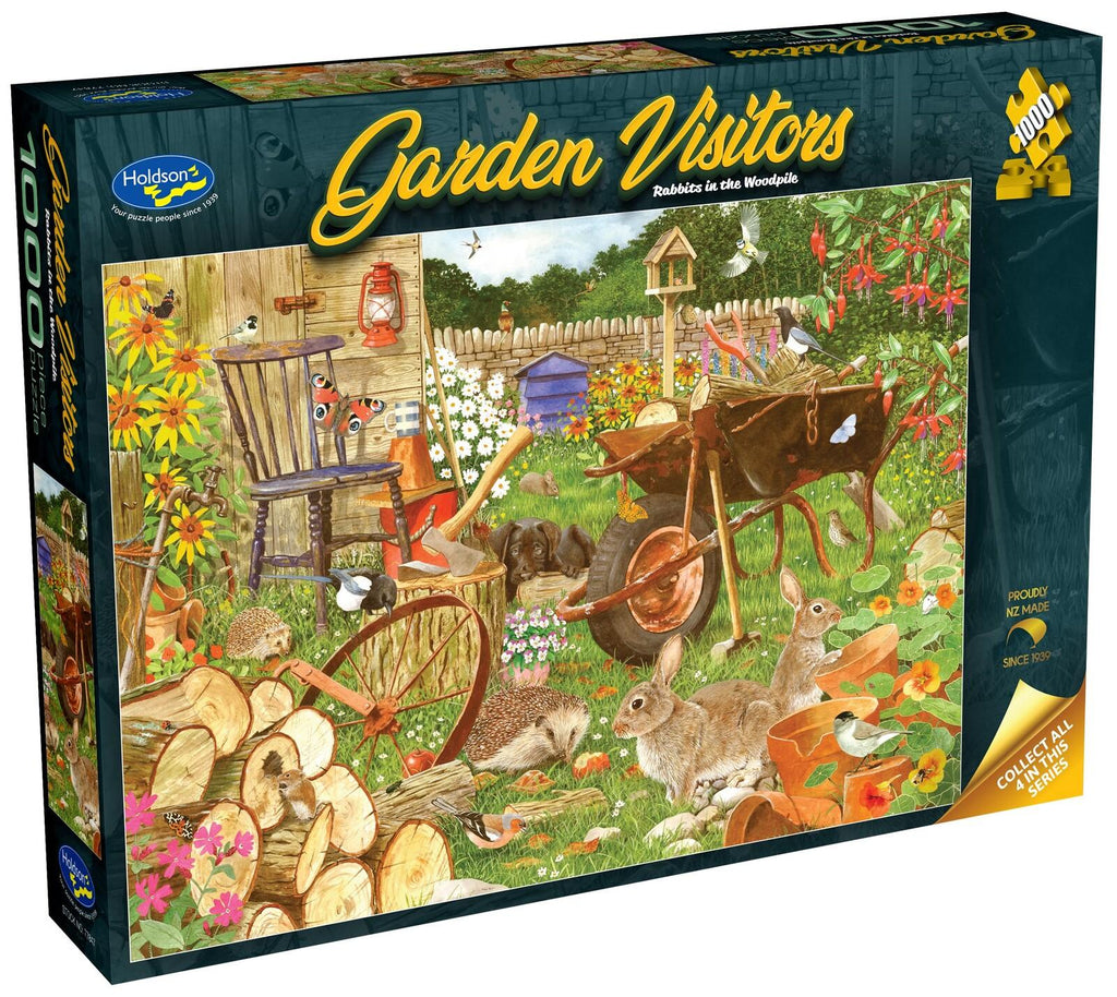 Garden Visitors: Rabbits in the Woodpile - Puzzle (1000pc Jigsaw)