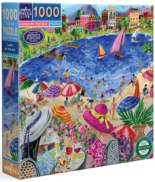 eeBoo: Lunch by the Sea - Square Puzzle (1000pc Jigsaw)