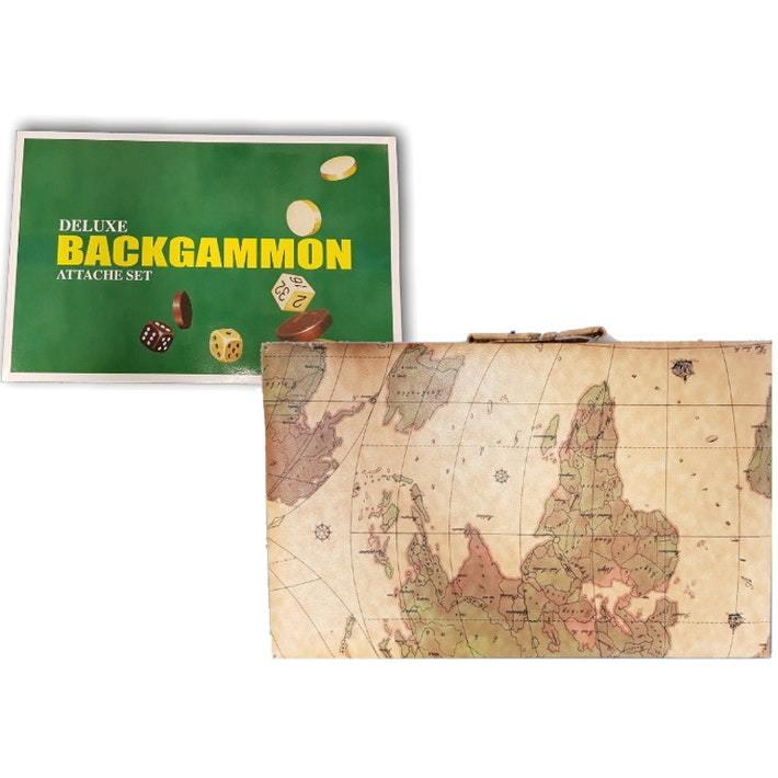 Backgammon 18" Case - Yellow World Map