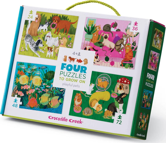 Crocodile Creek: Playful Pets - 4-in-1 Puzzles (24pc,36pc,48pc,72pc Jigsaws)