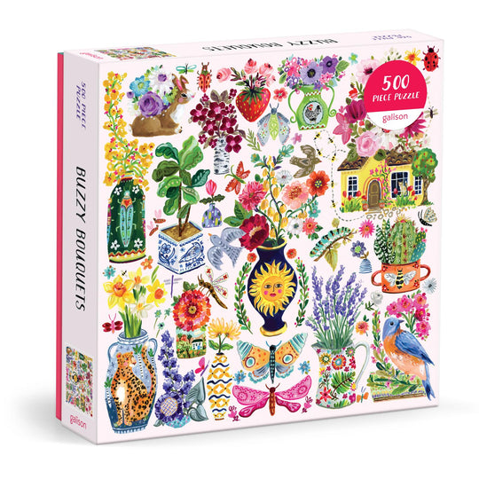 Galison: August Wren Buzzy Bouquets - 500 Piece Puzzle