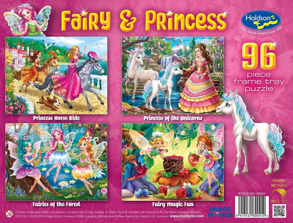 Holdson: Fairy & Princess - Frame Tray Puzzles (4x96pc Jigsaws)