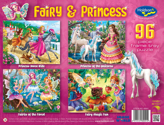 Holdson: Fairy & Princess - Frame Tray Puzzles (4x96pc Jigsaws)