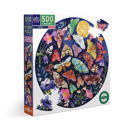 eeboo: Round Puzzle - Moths (500pc Jigsaw)