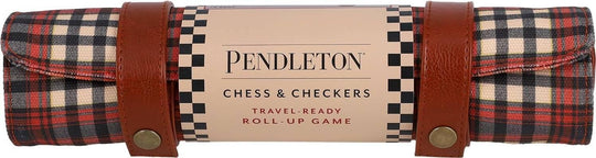 Pendleton: Red Black Check Pattern Chess & Checkers - Travel Ready Roll-Up Edition