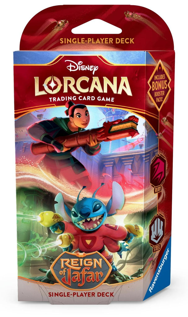 Disney's Lorcana: Reign on Jafar - Mulan & Stitch - Single-Player Deck (Ruby/Steel)