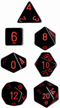 Chessex: Opaque Polyhedral Dice Set - Black/Red