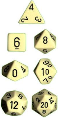 Chessex: Opaque Polyhedral Dice Set - Ivory/Black