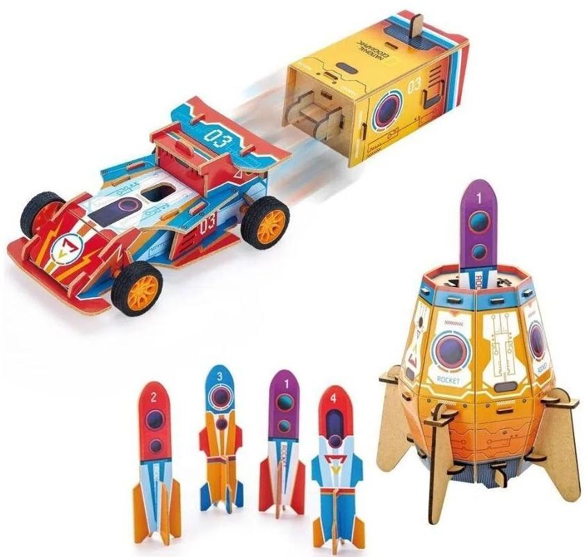 Cubic Fun: 3D Puzzle - 2-in-1 Rocket Racing Car