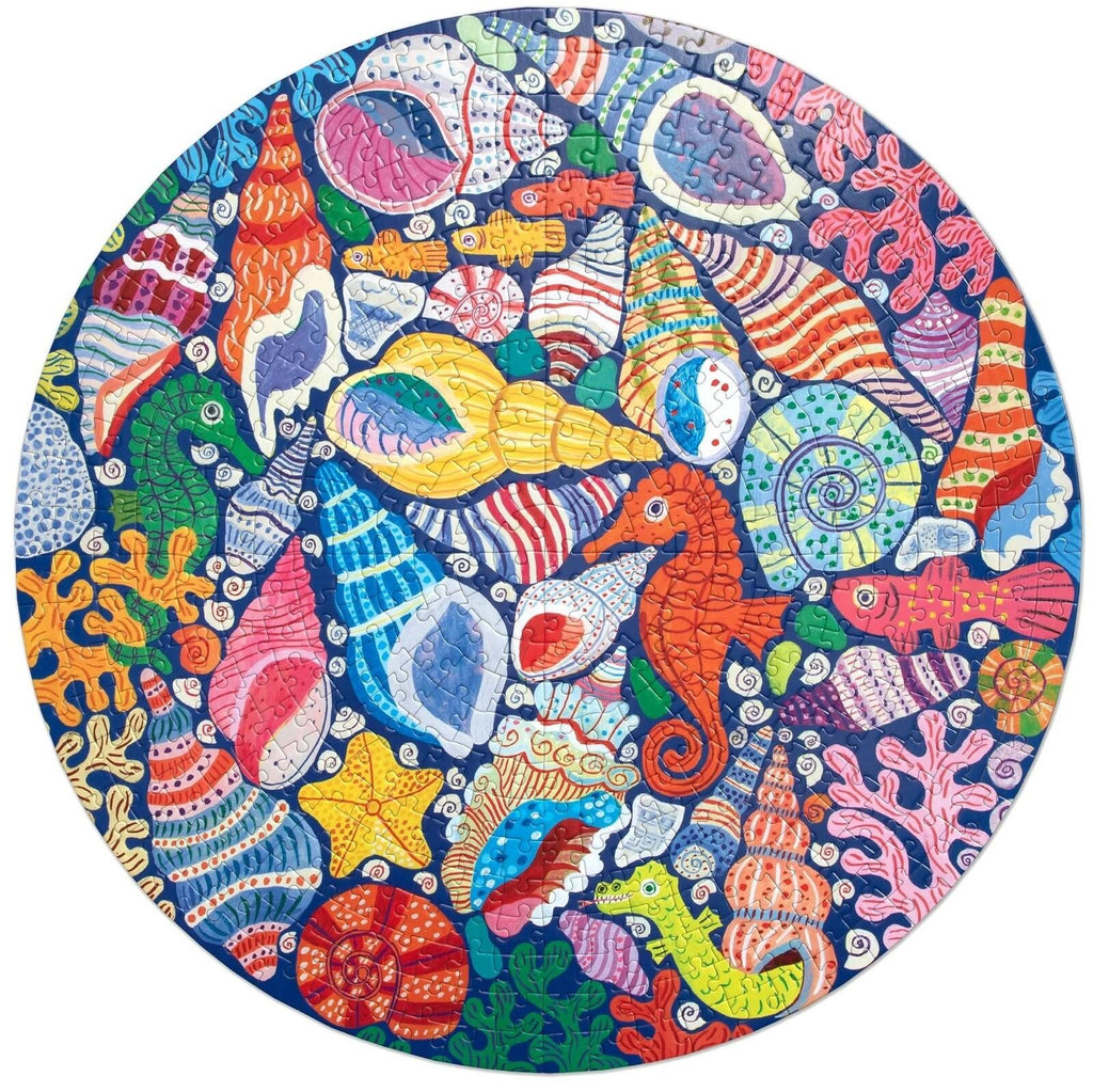 eeBoo: Seahorses, Shells & Coral 500 - Round Puzzle (500pc Jigsaw)