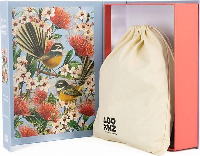100%NZ: Native Flowers & Chatty Fantails Puzzle (1000pc Jigsaw)