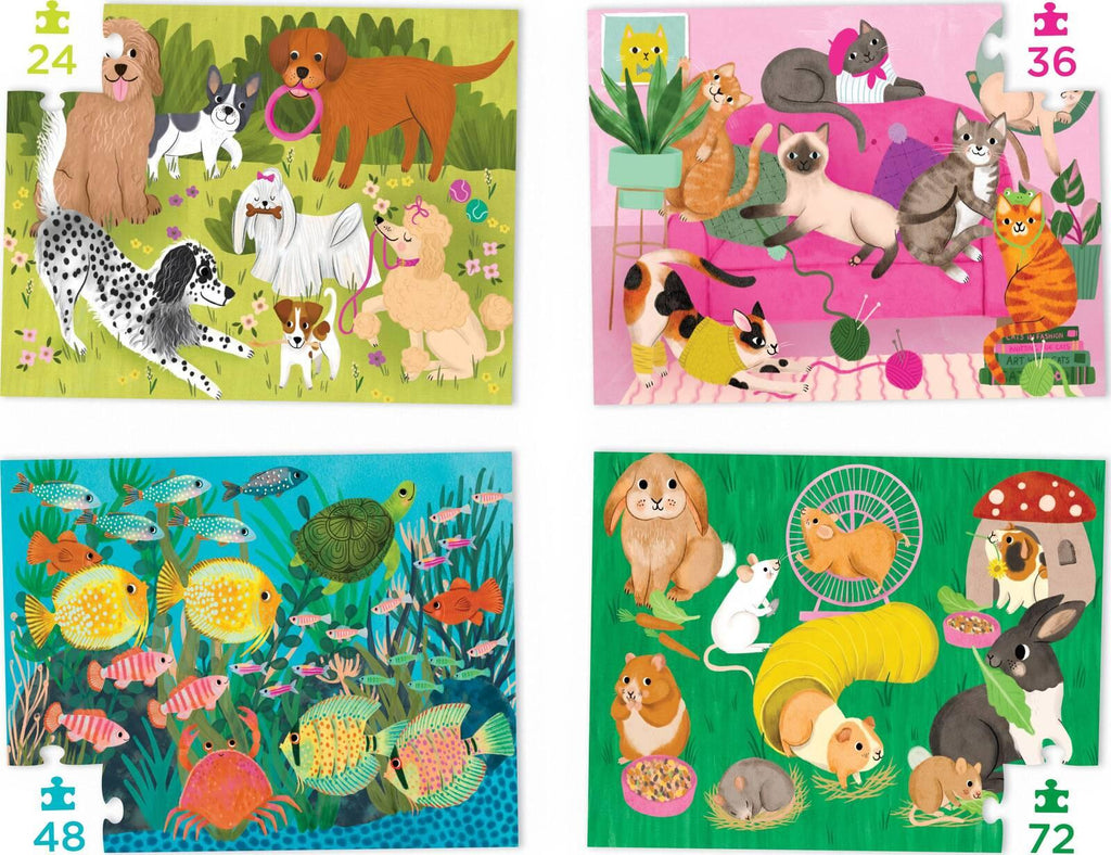Crocodile Creek: Playful Pets - 4-in-1 Puzzles (24pc,36pc,48pc,72pc Jigsaws)