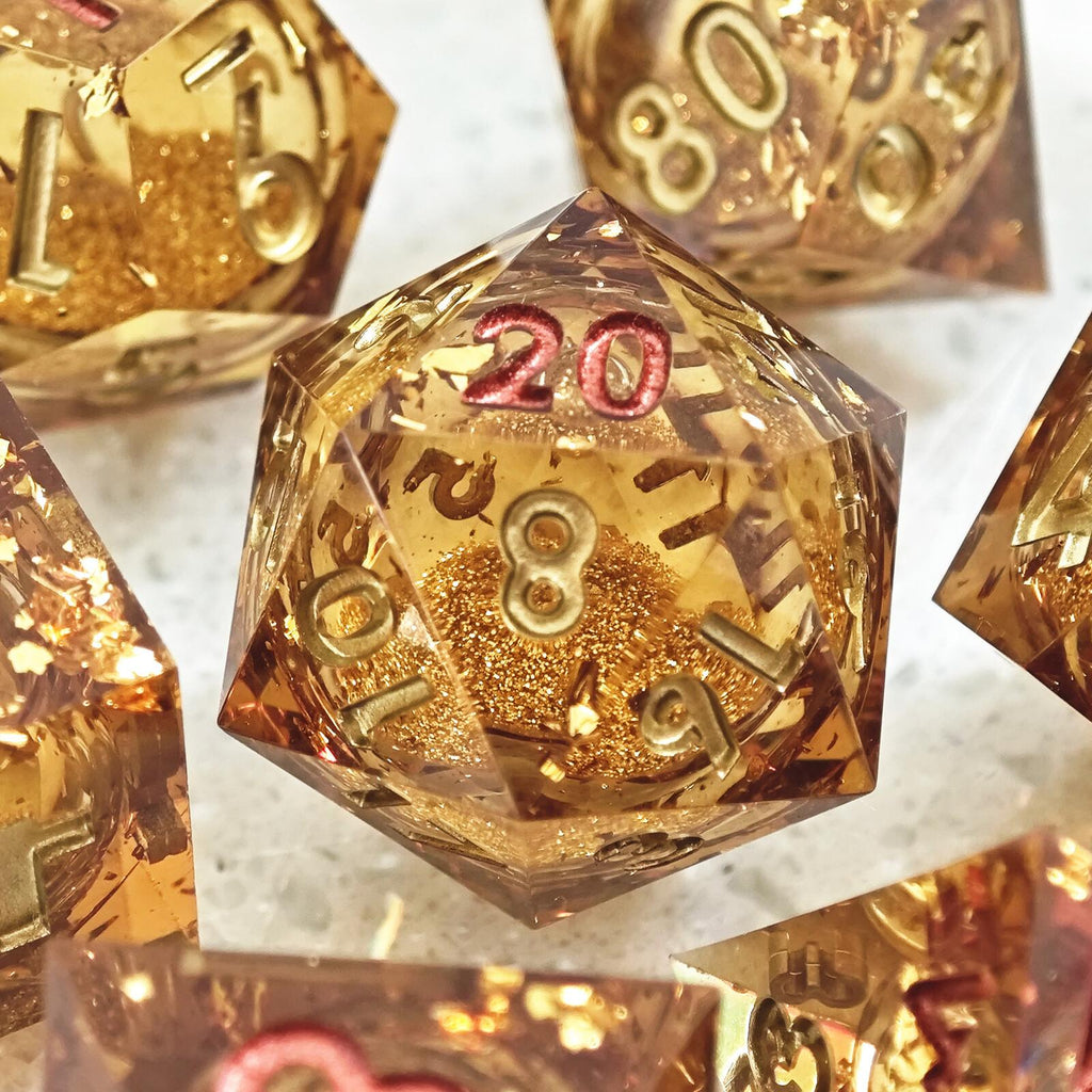 Dudley's Gallery - Midas Touch Sharp Edge Liquid Core Resin Dice Set