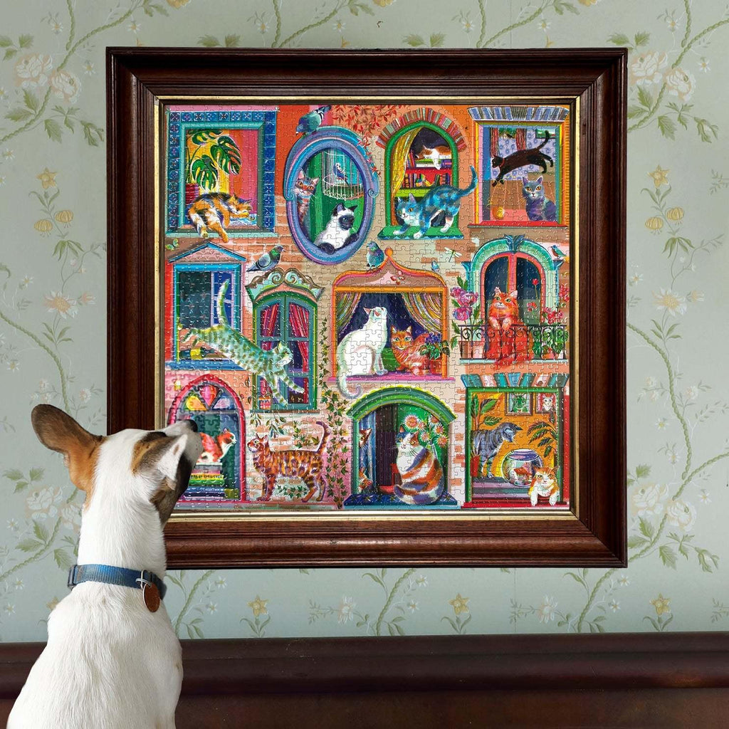 eeBoo: 1,000-Piece Jigsaw Puzzle - Piece & Love: Cats In Window
