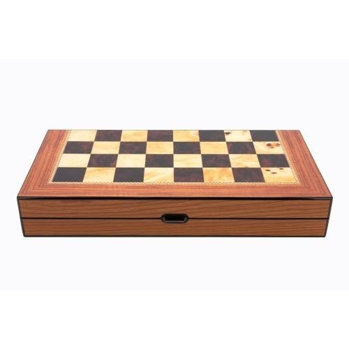 Dal Rossi Walnut Gloss Finish Folding Chess Set - 40cm