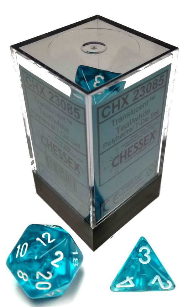 Chessex: Translucent Polyhedral Dice Set - Teal/White