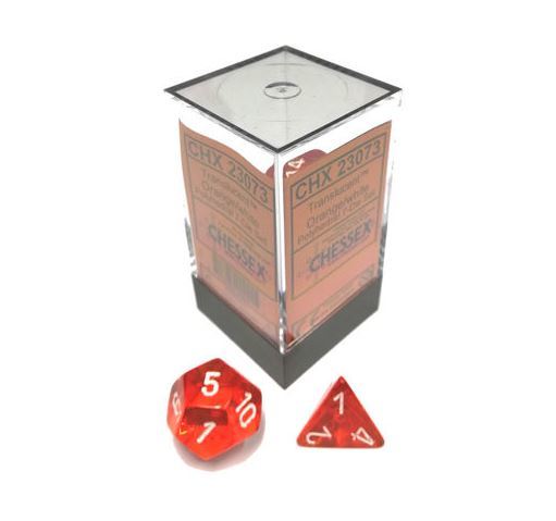 Chessex: Translucent Polyhedral Dice Set - Orange/White