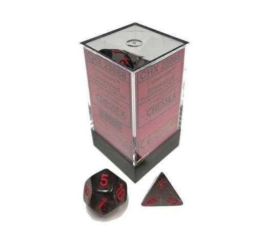 Chessex: Translucent Polyhedral Dice Set - Smoke/Red