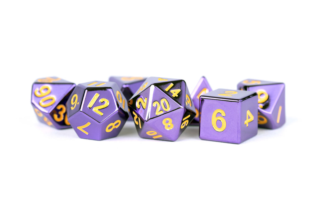 MDG: Metal Dice - Purple with Gold Numbers 16mm Poly Set