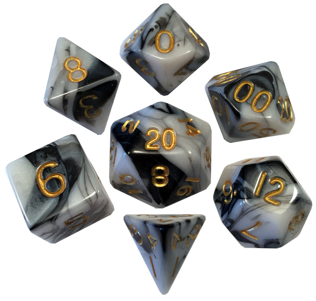 MDG: Acrylic Dice - Marble with Gold Numbers