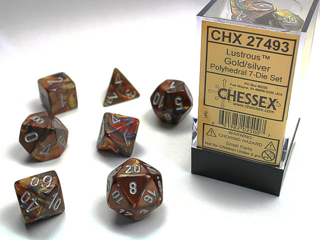 Chessex: Lustrous Gold w/silver Classic Polyhedral 7-Die Set