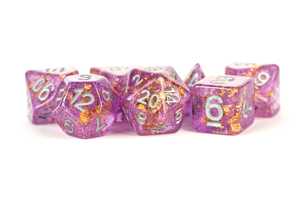 MDG: Resin Polyhedral Dice Set - Purple w/ Gold Foil