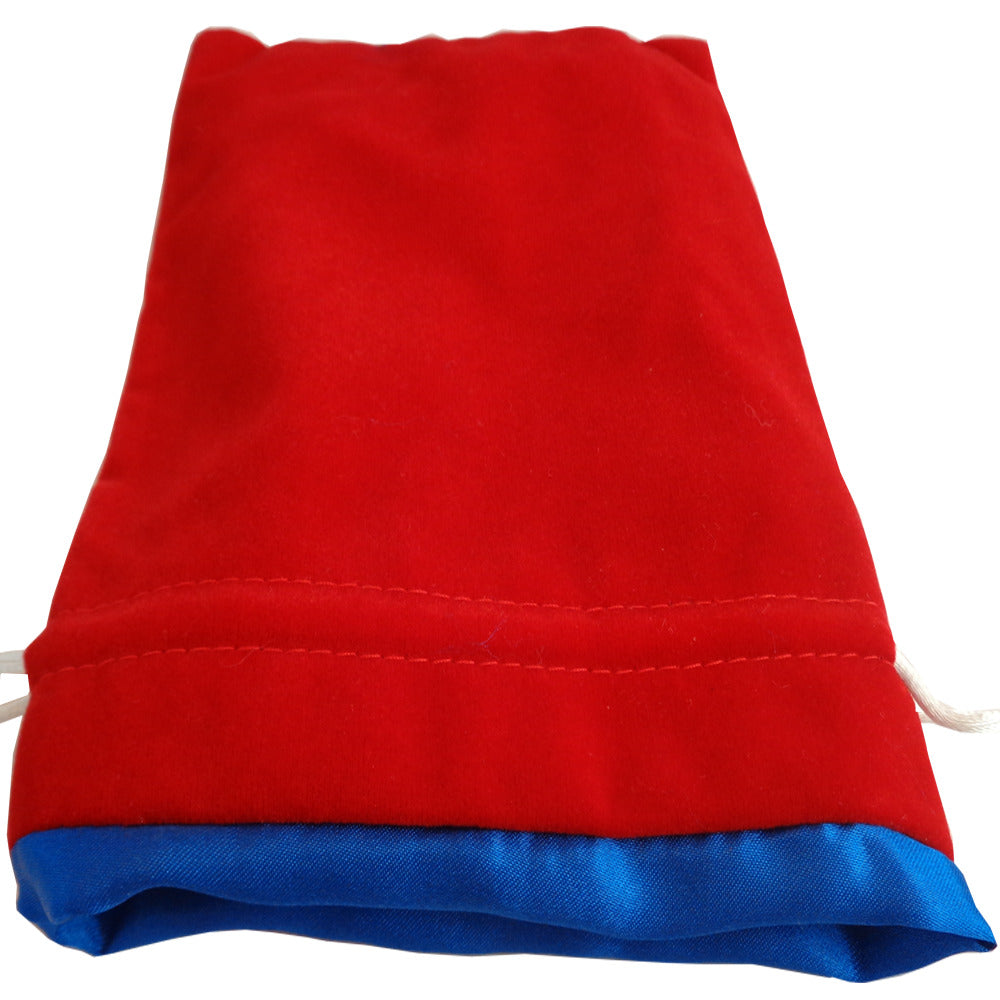 MDG: Dice Bag Large Red Velvet with Blue Satin Lining