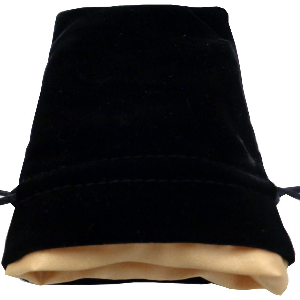 MDG: Dice Bag 4"x6" Black Velvet with Gold Satin Lining