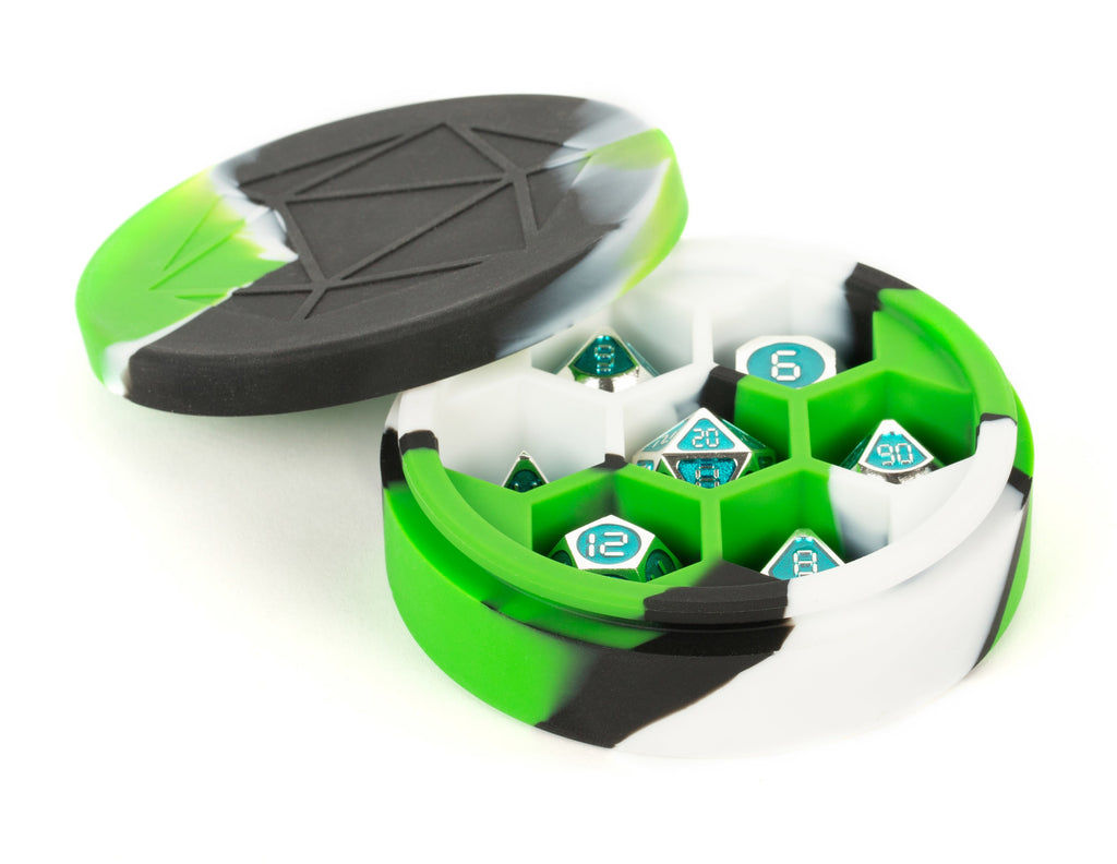 MDG: Silicone Round Dice Case - Green/Black/White