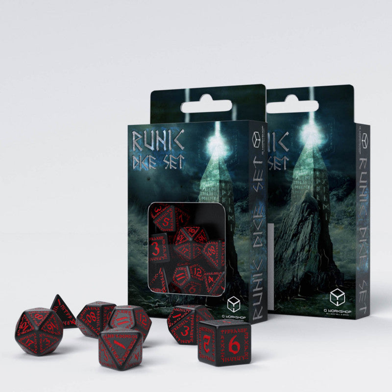 Q Workshop: Runic Black & Red Dice Set