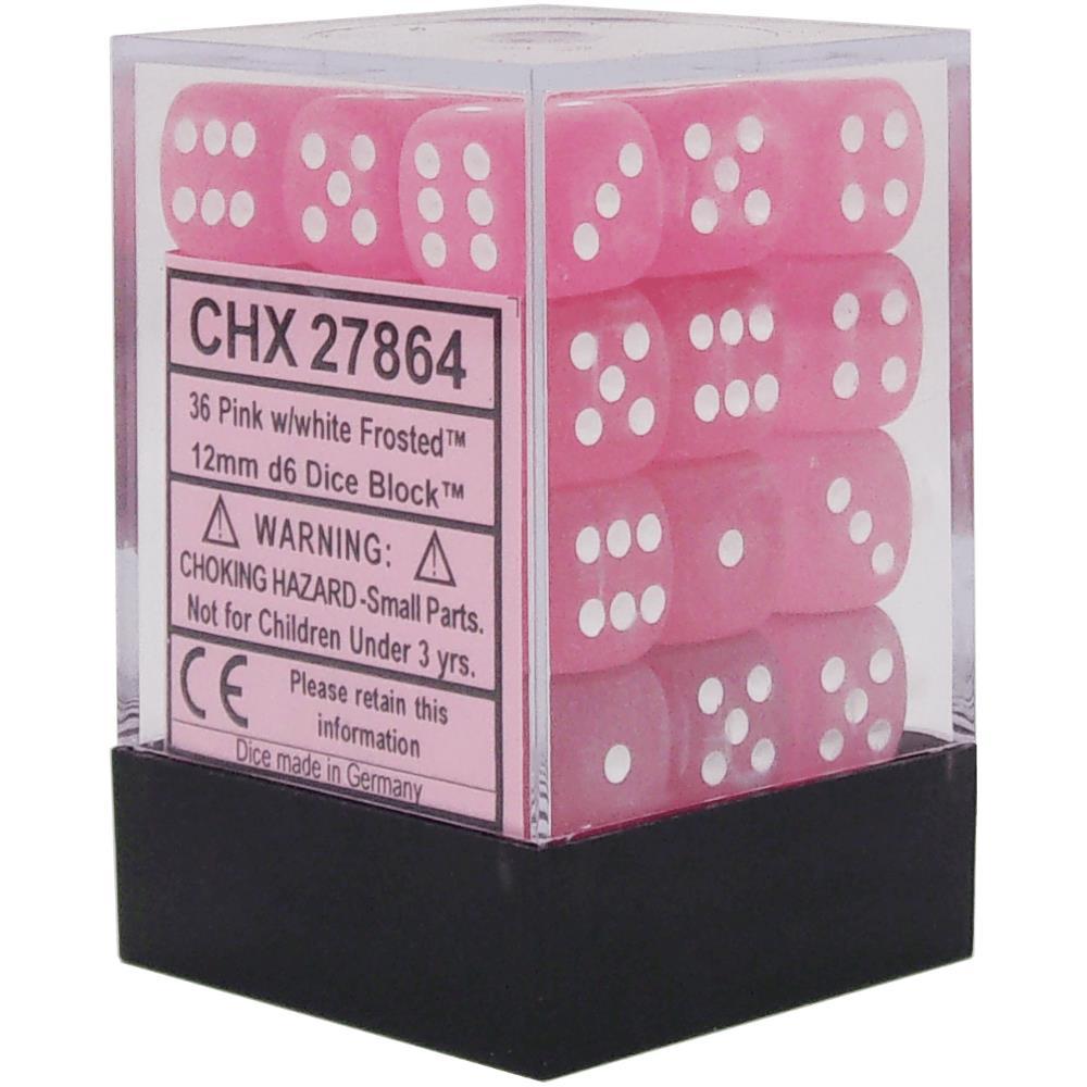 Chessex: Pink/White Frosted 12mm d6 Block