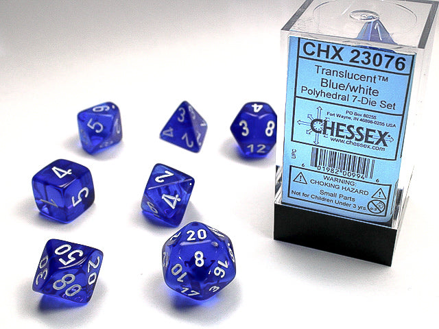 Chessex: Translucent Polyhedral Dice Set - Blue/White
