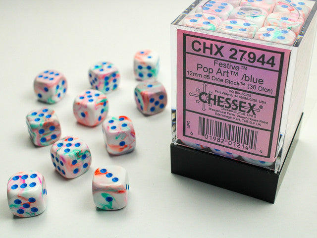 Chessex: Festive 12mm D6 Block - Pop Art/Blue