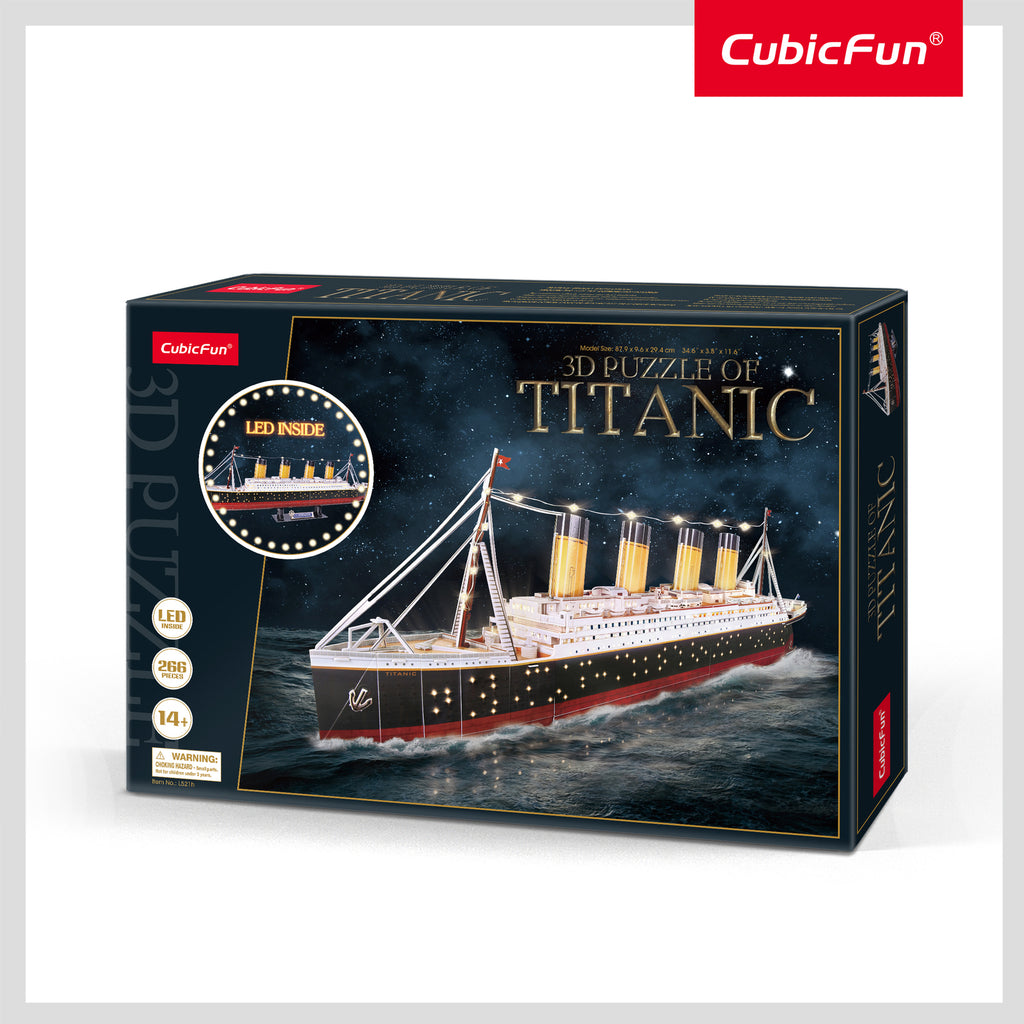 3D Puzzle: Titanic (Large) w/ LED Lights (266pc)