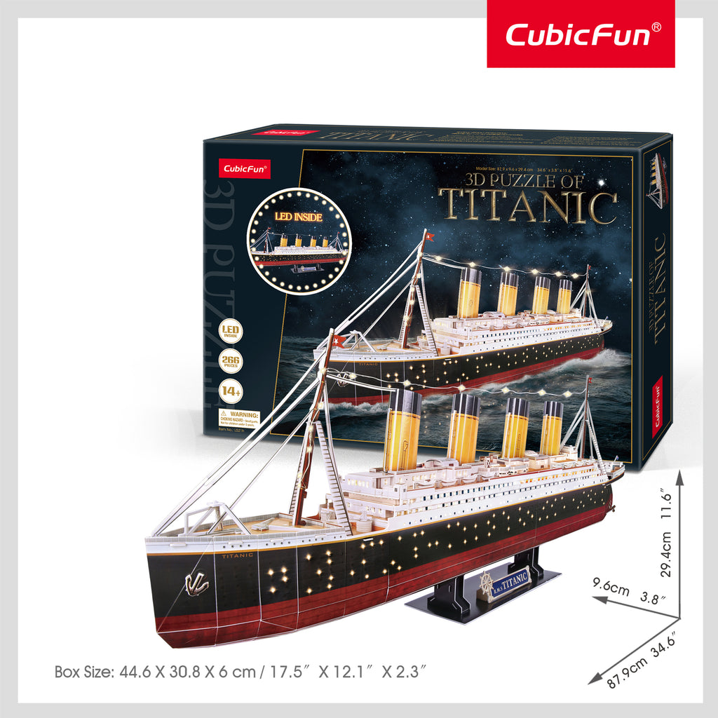 3D Puzzle: Titanic (Large) w/ LED Lights (266pc)