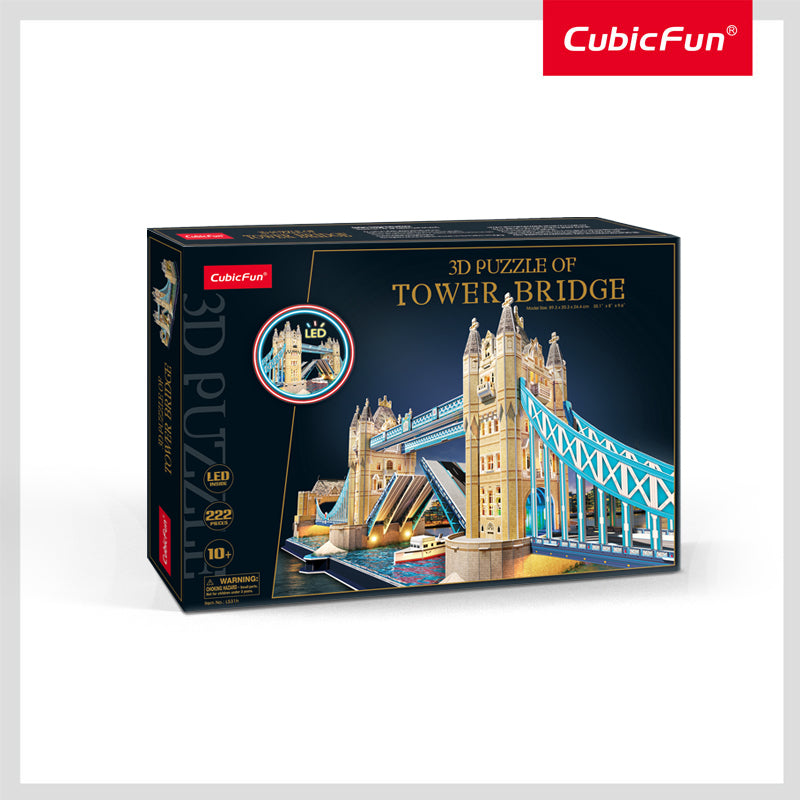 3D Puzzle: Tower Bridge (Large) w/ LED Lights (222pc)