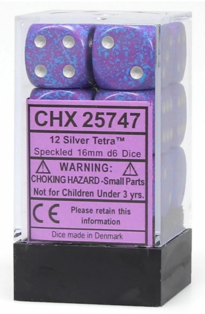 Chessex: Speckled 16mm D6 Block - Silver Tetra