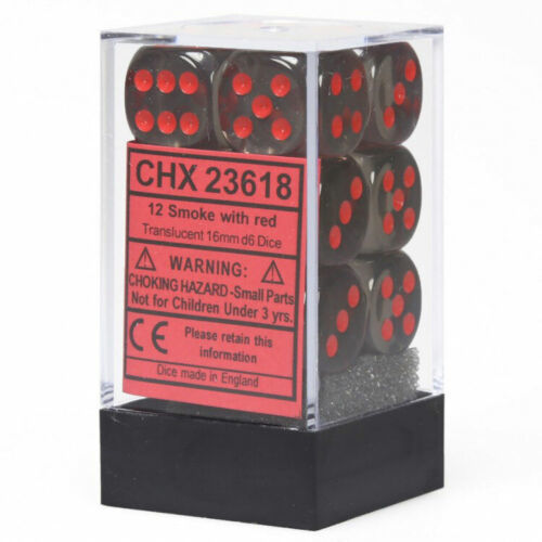 Chessex: Translucent 16mm D6 Block - Smoke/Red