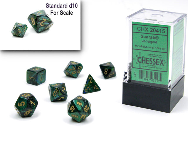 Chessex: Scarab Mini-Polyhedral Dice Set - Jade/Gold
