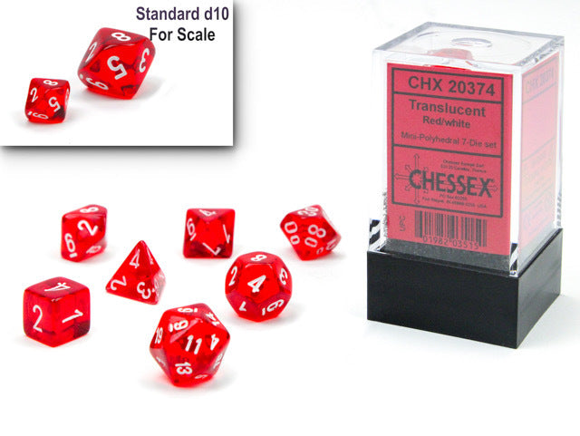 Chessex: Translucent Mini-Polyhedral Dice Set - Red/White