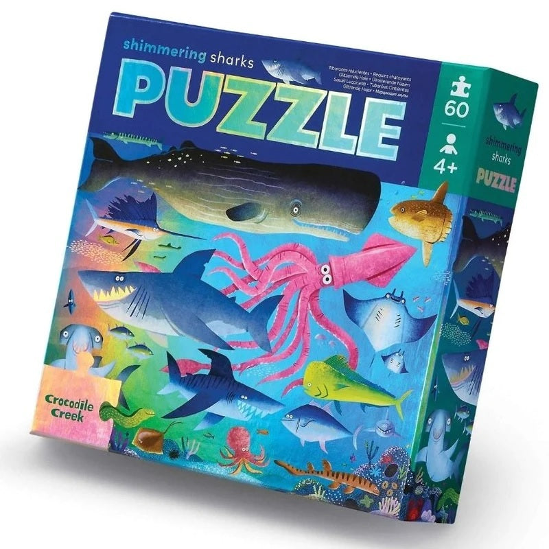 Crocodile Creek: Foil Shimmering Shark Puzzle (60pc Jigsaw)