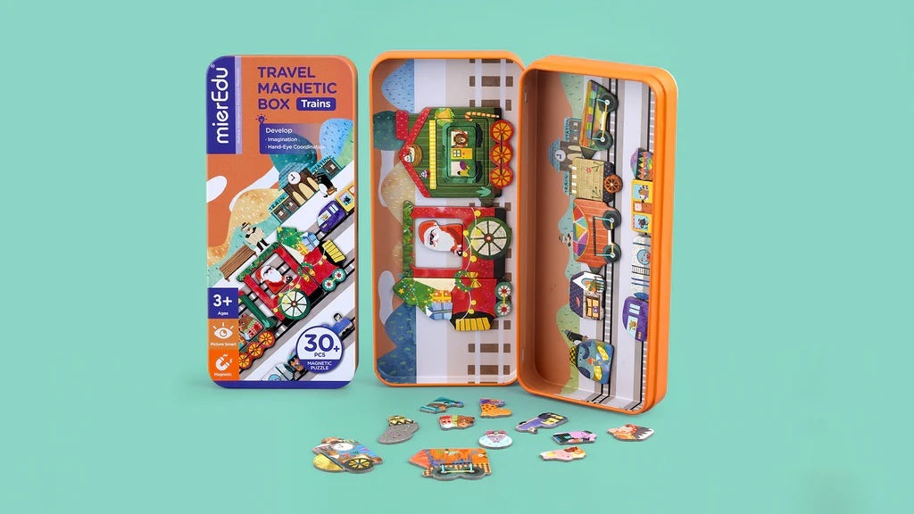 MierEdu: Travel Magnetic Puzzle Box - Trains (30pc)