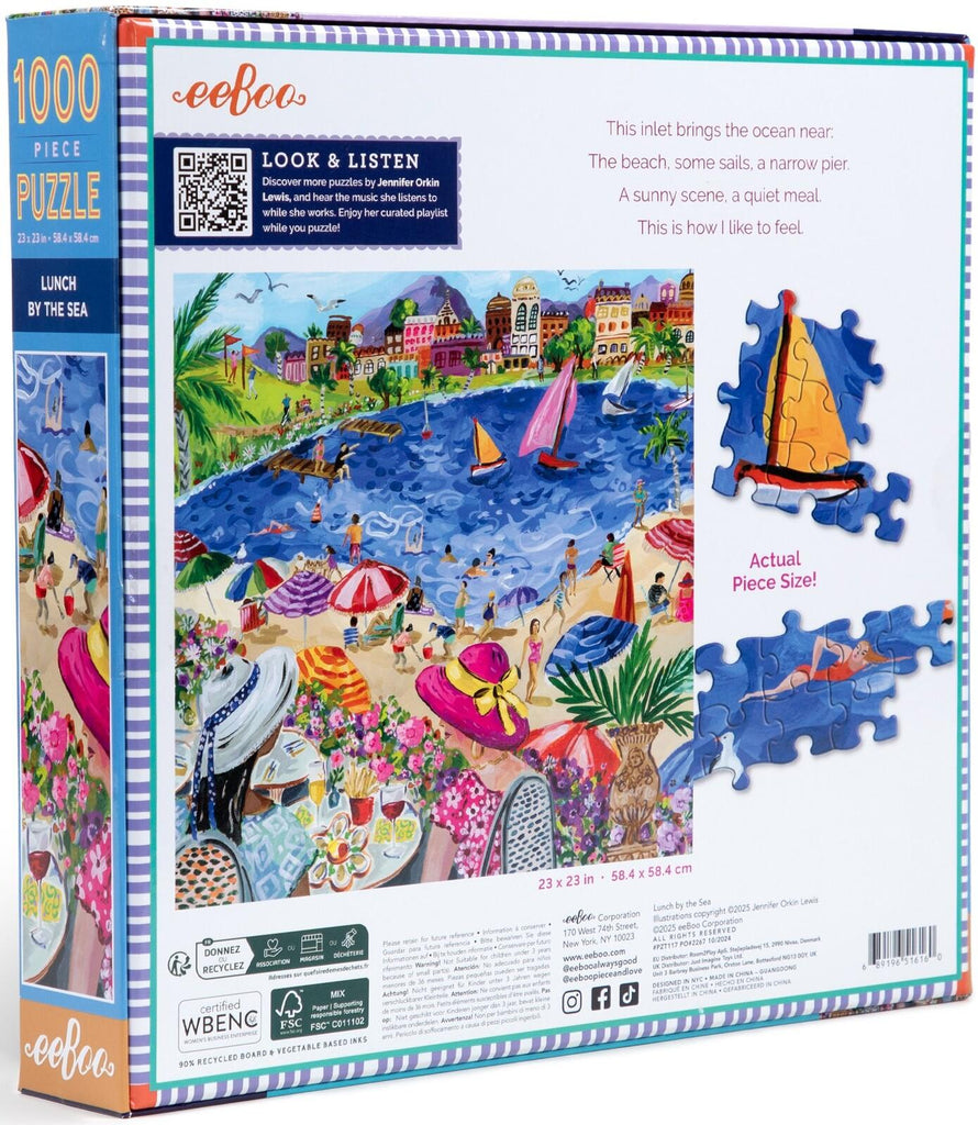eeBoo: Lunch by the Sea - Square Puzzle (1000pc Jigsaw)