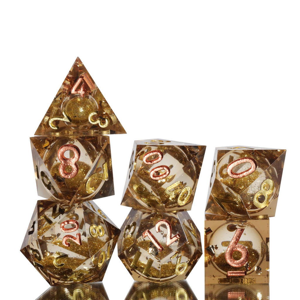 Dudley's Gallery - Midas Touch Sharp Edge Liquid Core Resin Dice Set